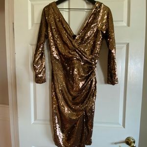 Dress the population gold sequins dress